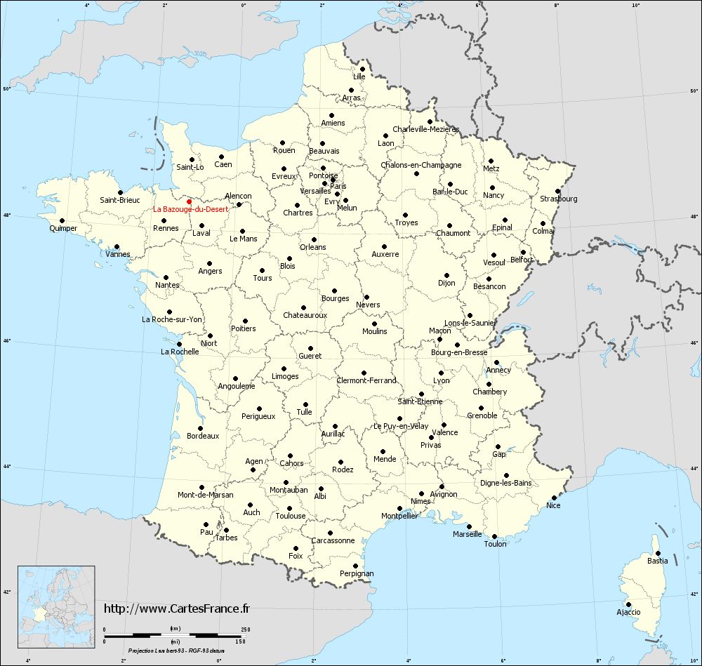 Carte administrative de La Bazouge-du-Désert